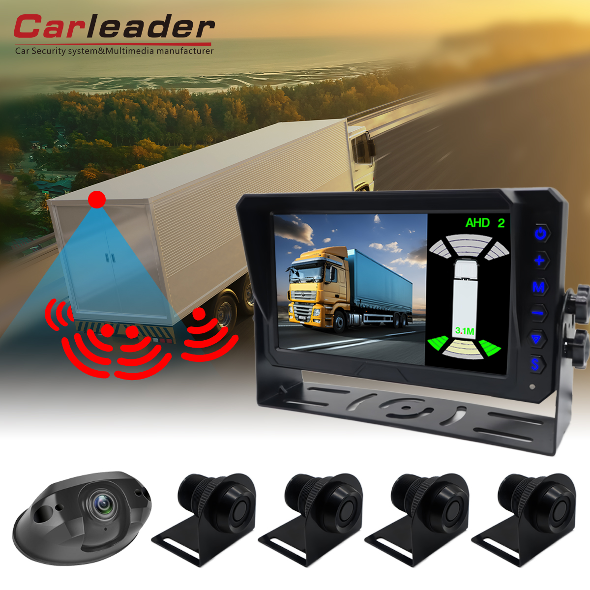 Carleader 7 بوصة لوقوف السيارات نظام مراقبة عكس رادار ---- مثالي لمواقف السيارات والانعكاس