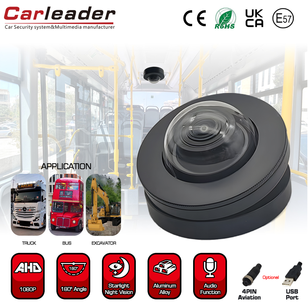 Carleader 180 درجة زاوية عريضة HD 1080p كاميرا مركبة القبة للمراقبة داخل السيارة