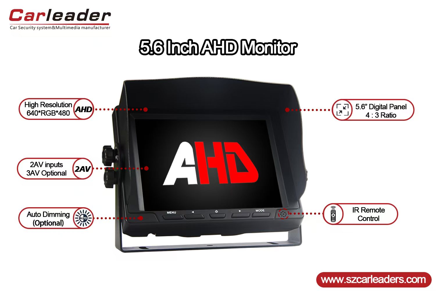 جديد 5.6 بوصة AHD DASH MOUNT VIEW شاشة