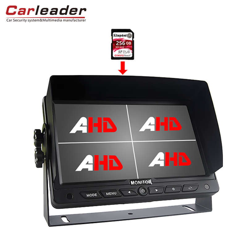 شاشة Carleader مقاس 7 بوصة على متن الشاحنة عالية الدقة رباعية الانقسام مع وظيفة تسجيل DVR