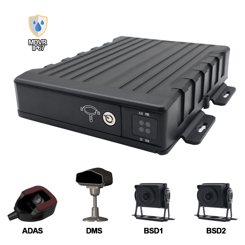 Carleader 4CH IP67 مقاوم للماء AI SD Mobile DVR يدعم ADAS+DMS+BSD
