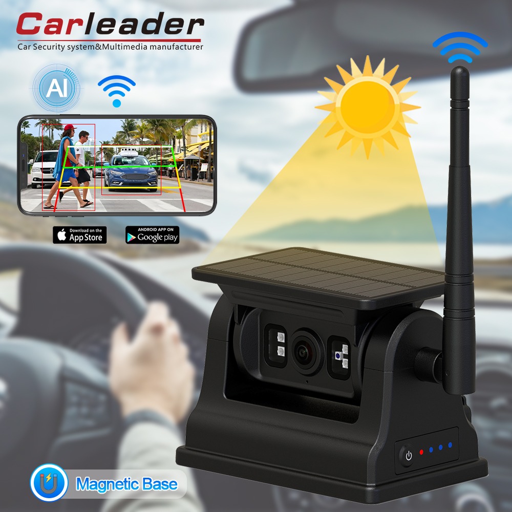 كاميرا احتياطية Carleader 1080P تعمل بالطاقة الشمسية وواي فاي لاسلكية RV احتياطية لنظام IOS وAndroid