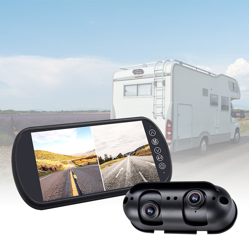 قم بحماية RV / Motothome الخاص بك مع نظام مراقبة مرآة Carleader 7 بوصة بعدسة مزدوجة منفصلة
