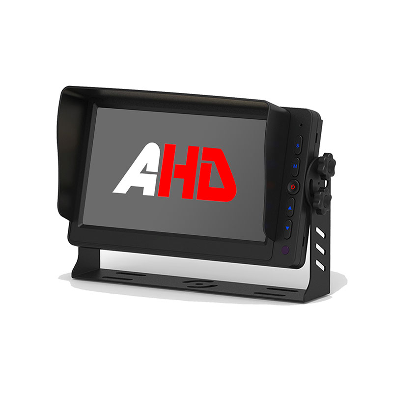 شاشة سيارة AHD مقاس 7 بوصة مع 5 أزرار بإضاءة خلفية ومدخلين للفيديو